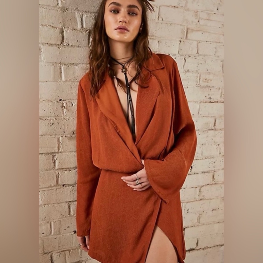 Free People Rust Wrap Mini Dress - Women